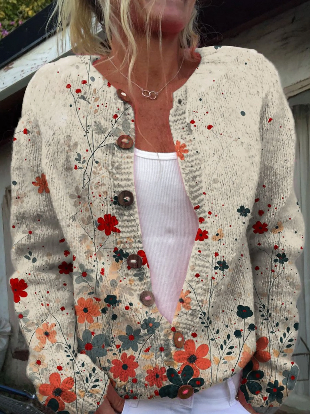 Women’s Vintage Floral Print Button Up Cardigan