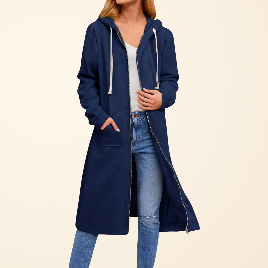 Women’s Relaxed Zip-Up Longline Cardigan