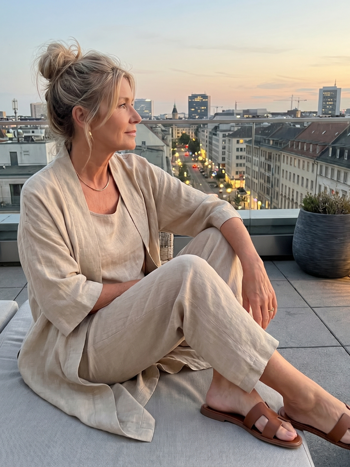 Women’s Three-Piece Relaxed Fit Top And Pants Set