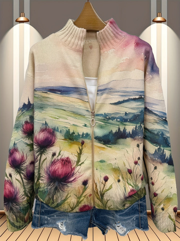 Women’s Artistic Zip Up Cardigan Sweater