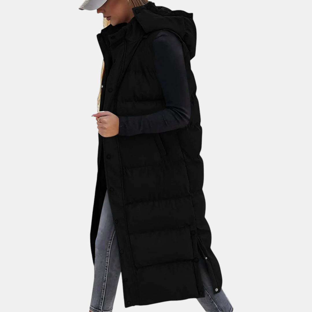 Women’s Quilted Hooded Longline Puffer Vest