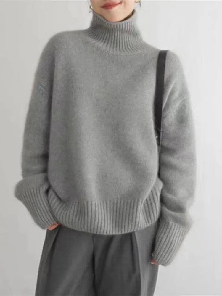 Women’s Ribbed High-Neck Sweater