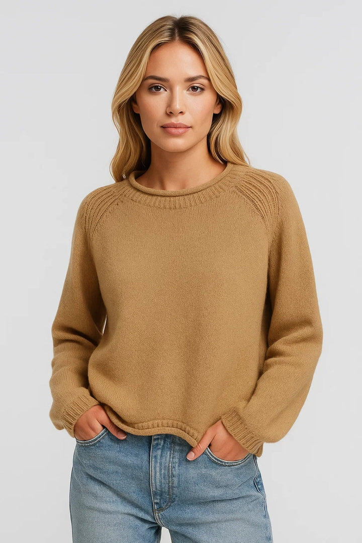 Women’s Soft Knit Crew Neck Shoulder-Detail Sweater