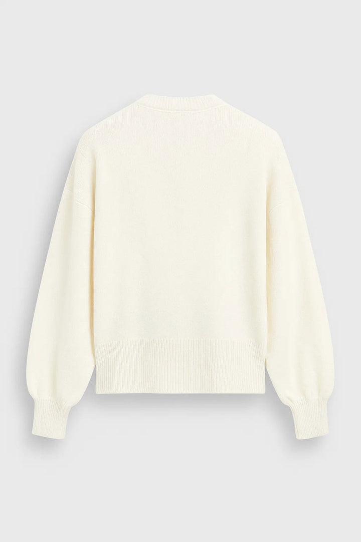 Women’s White Heart Pattern Crewneck Sweater