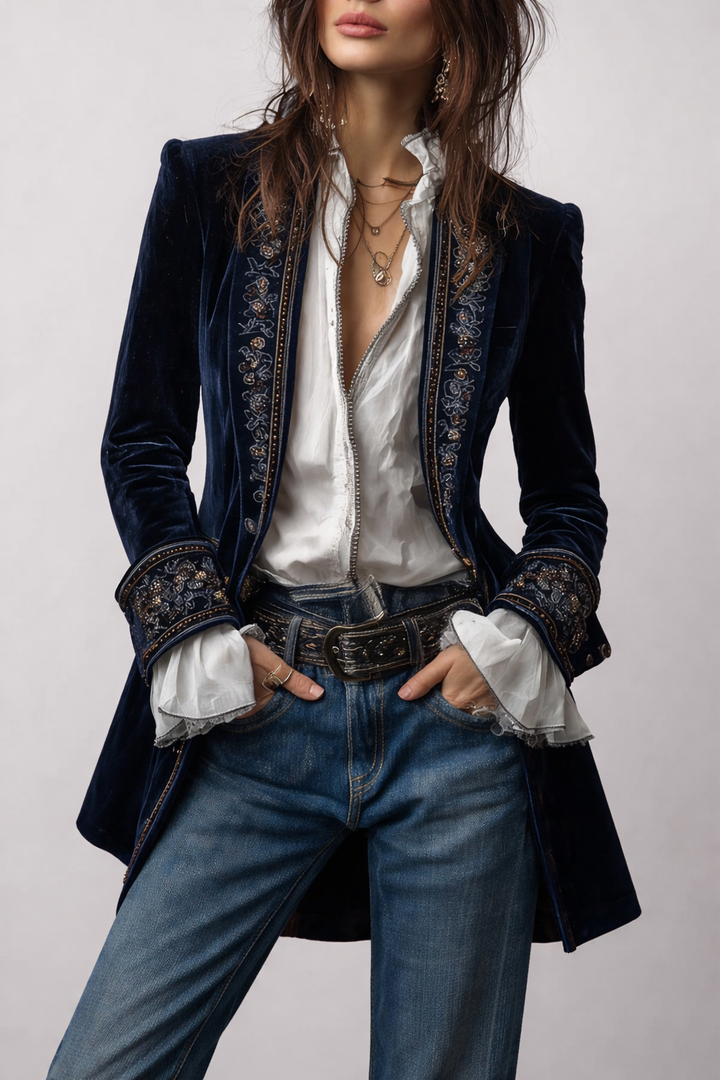 Women’s Longline Vintage Embroidered Jacket
