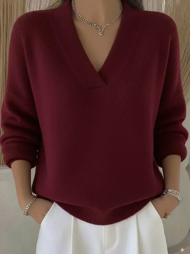 Women's Soft Knit V-Neck Pullover Sweater