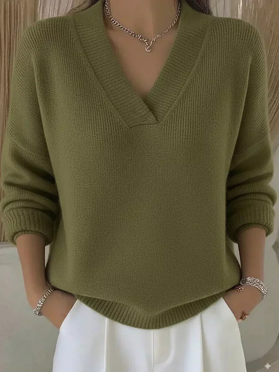 Women's Soft Knit V-Neck Pullover Sweater