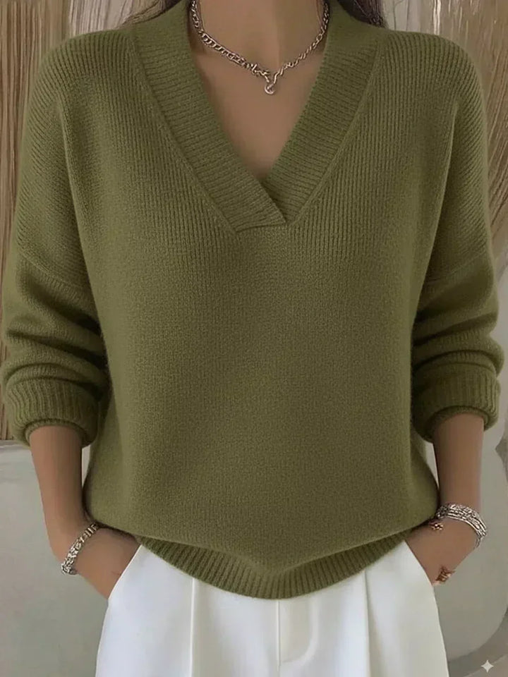 Women's Soft Knit V-Neck Pullover Sweater