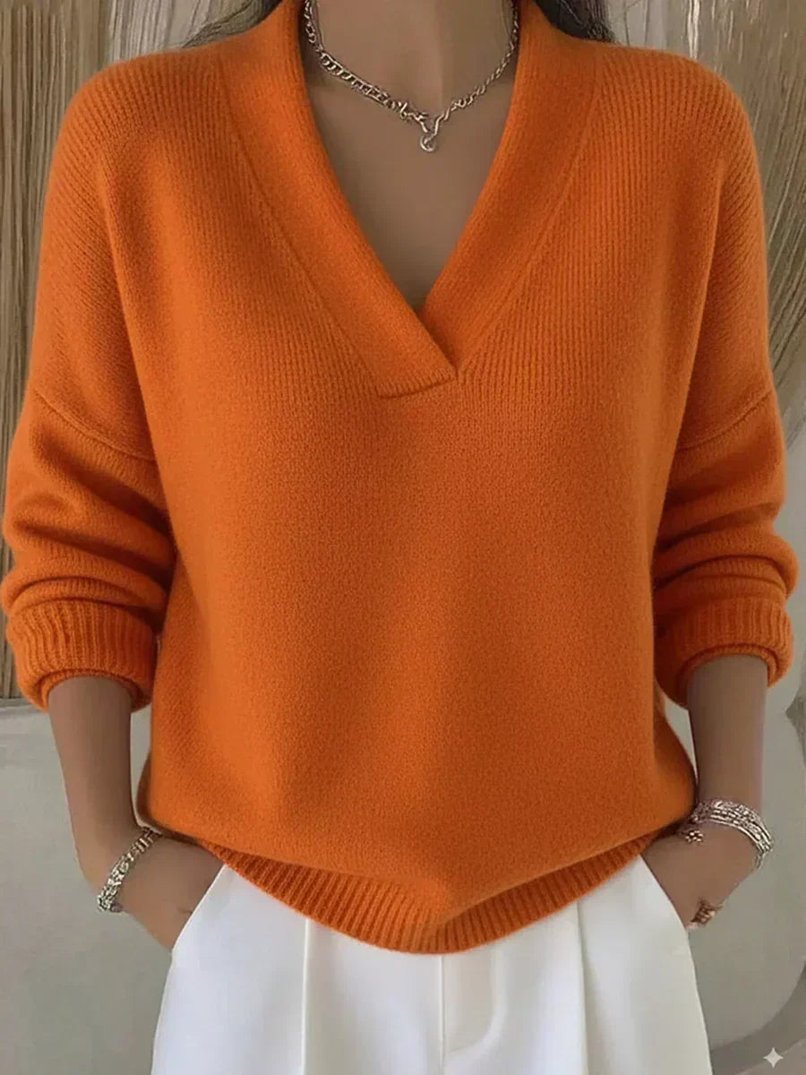 Women's Soft Knit V-Neck Pullover Sweater