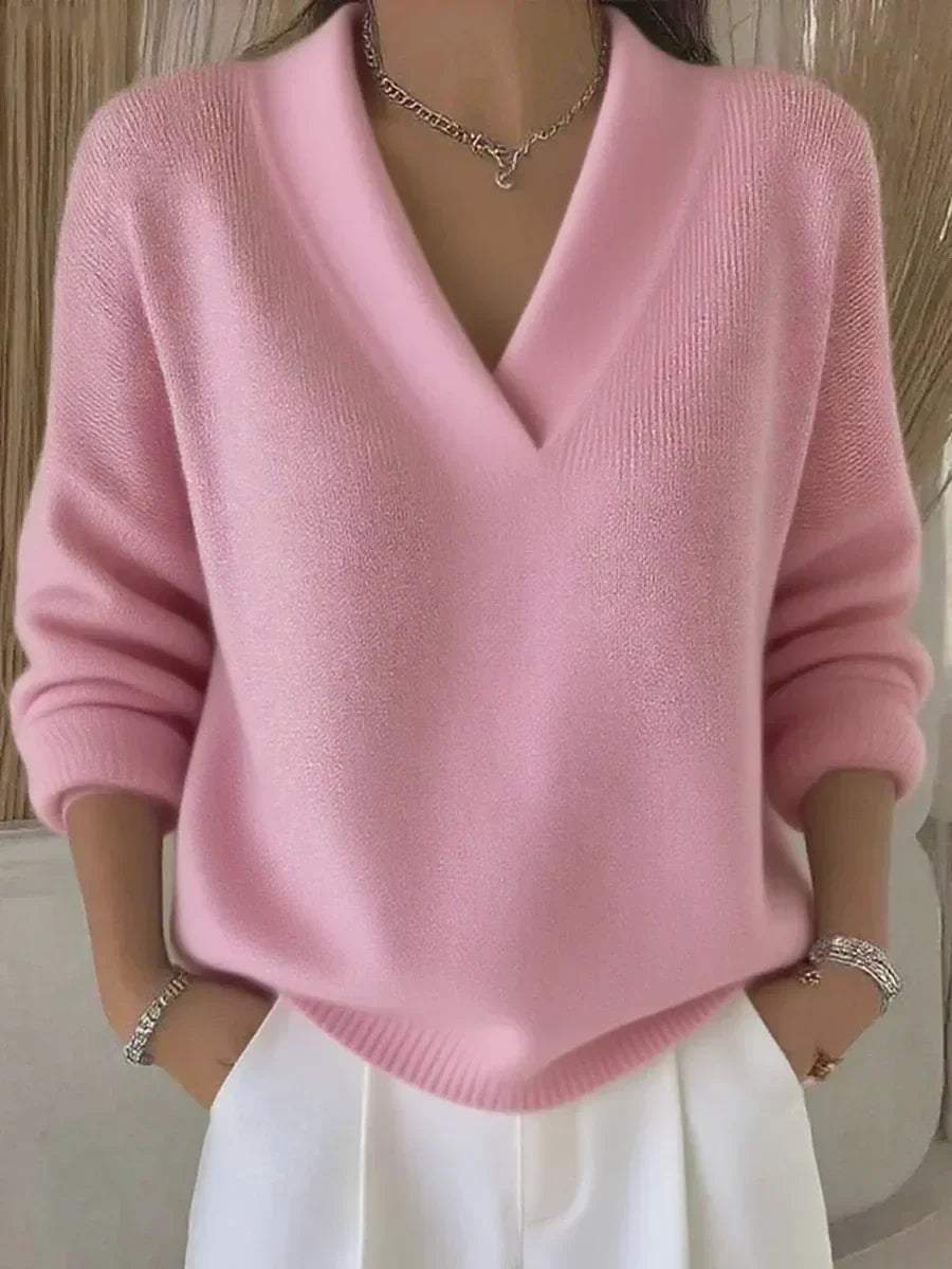 Women's Soft Knit V-Neck Pullover Sweater