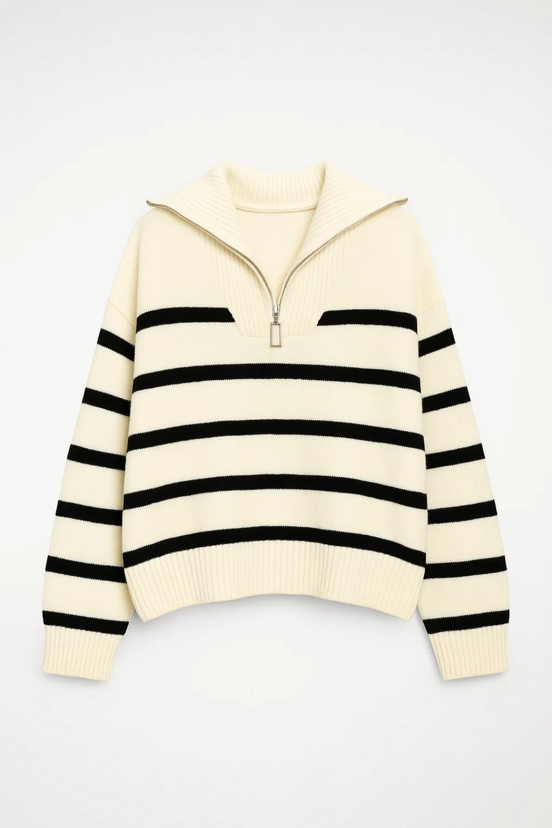 Women’s Half Zip Striped Knit Sweater