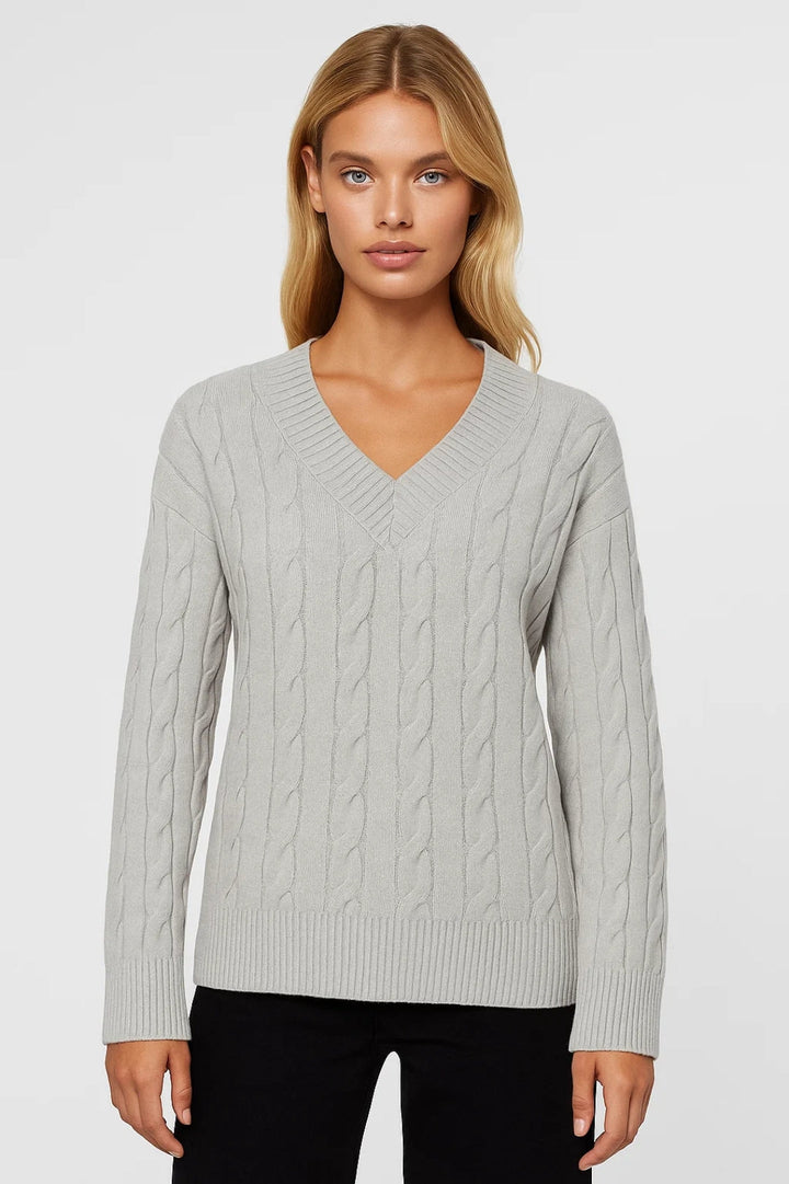 Women’s V-Neck Cable-Knit Sweater