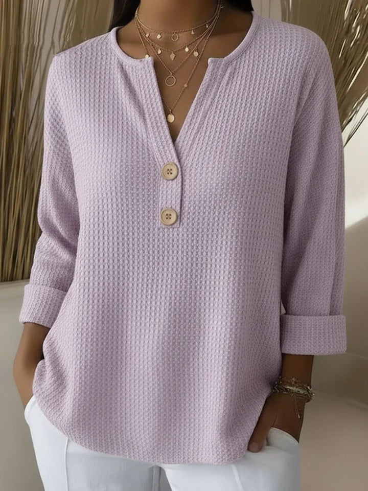 Women's Button Front Long Sleeve Henley Top