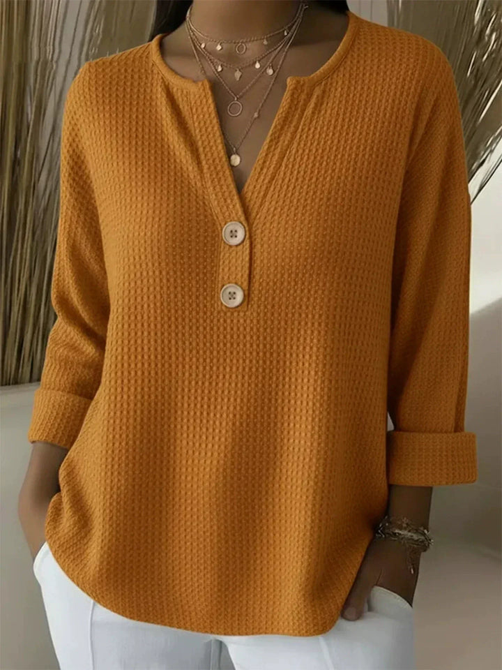 Women's Button Front Long Sleeve Henley Top