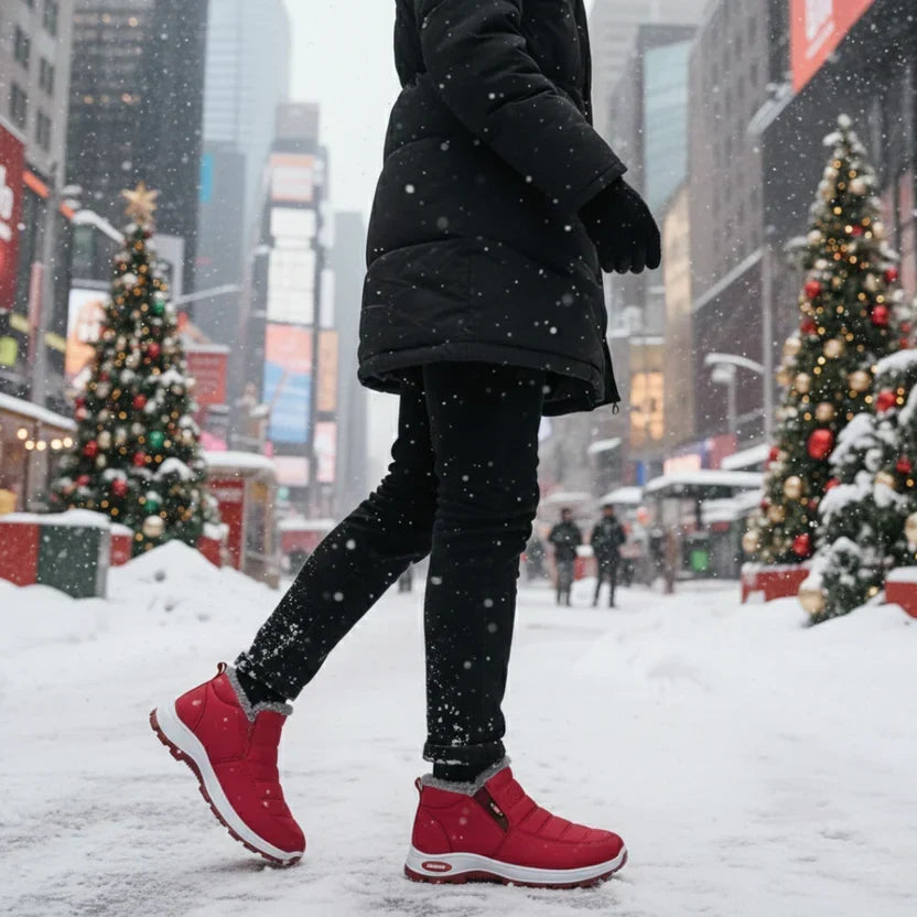 Women’s Quilted Slip-On Dark Red Ankle Boots
