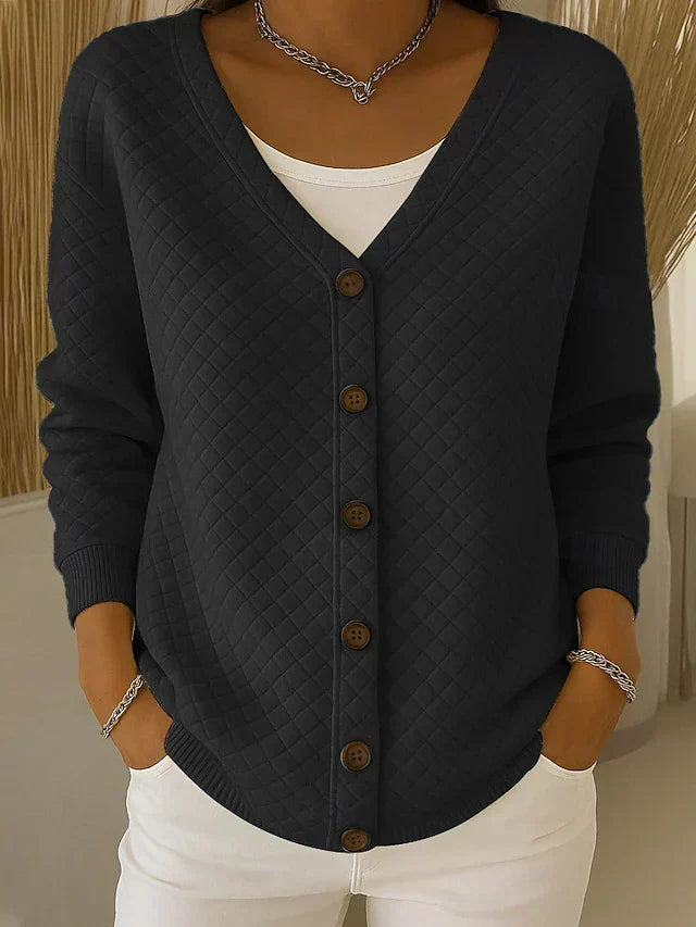 Women's Quilted Button-Front Cardigan