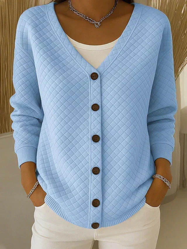 Women's Quilted Button-Front Cardigan