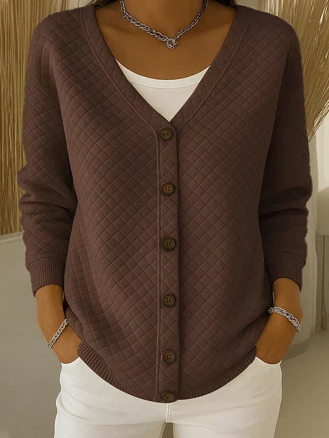Women's Quilted Button-Front Cardigan