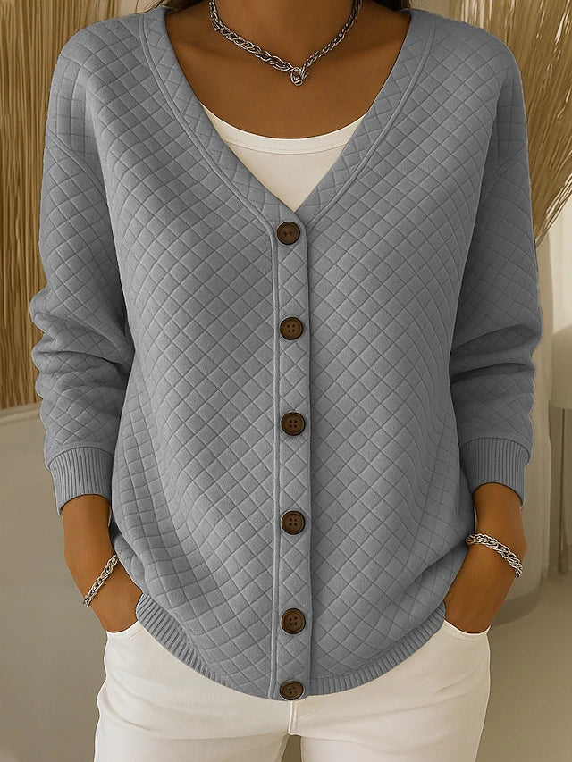 Women's Quilted Button-Front Cardigan