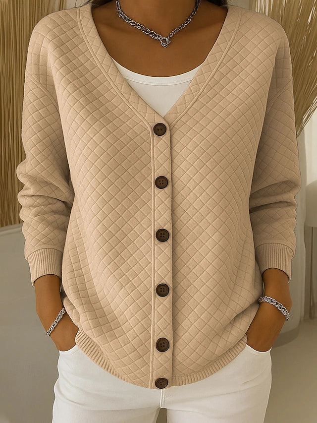 Women's Quilted Button-Front Cardigan