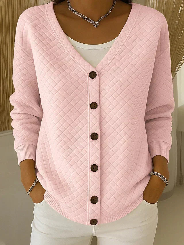 Women's Quilted Button-Front Cardigan