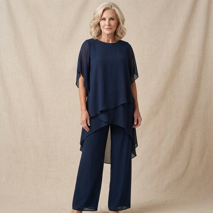 Women’s Draped Top And Palazzo Pants Two-Piece Set