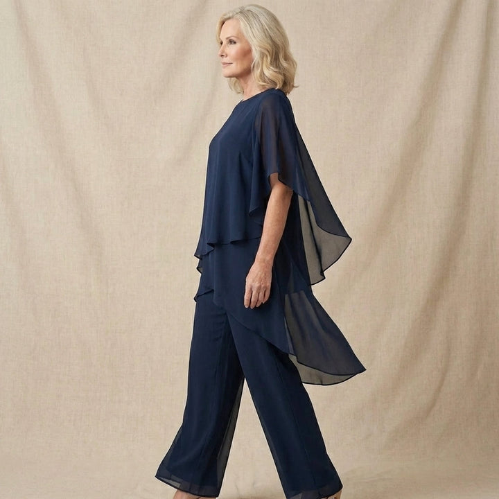 Women’s Draped Top And Palazzo Pants Two-Piece Set