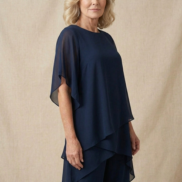 Women’s Draped Top And Palazzo Pants Two-Piece Set