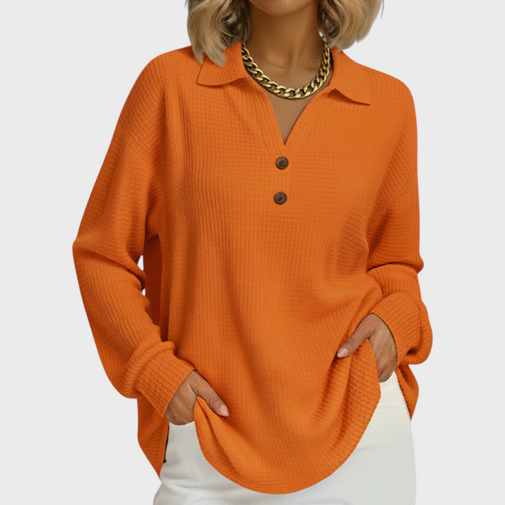 Women’s Collared Waffle Knit Pullover Sweater
