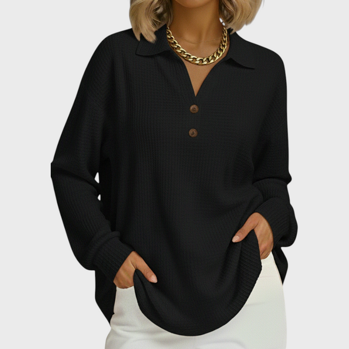 Women’s Collared Waffle Knit Pullover Sweater