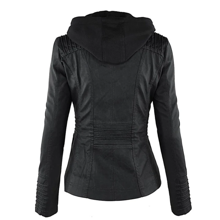 Women’s Hooded Zip Up Biker Jacket