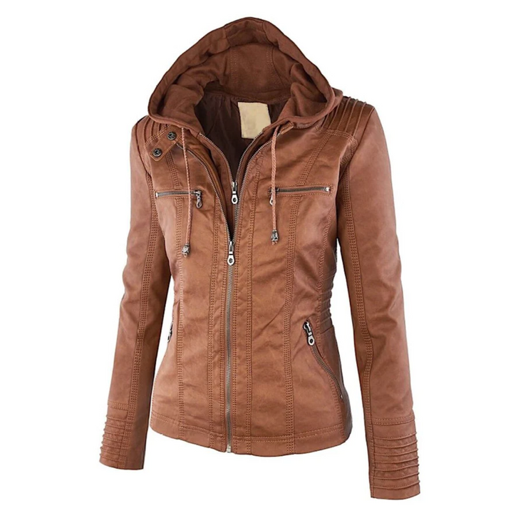 Women’s Hooded Zip Up Biker Jacket