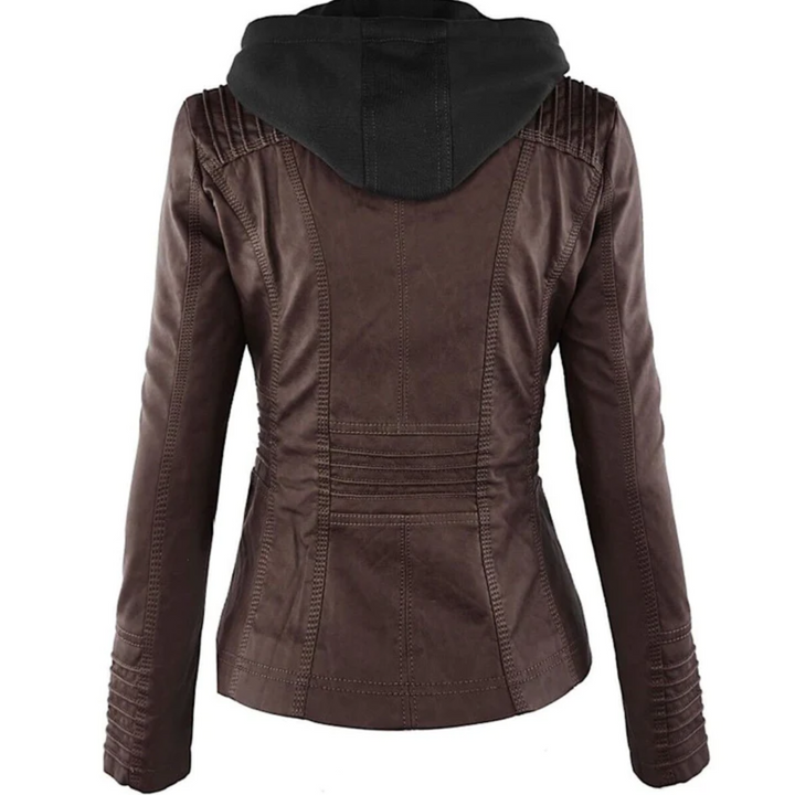 Women’s Hooded Zip Up Biker Jacket