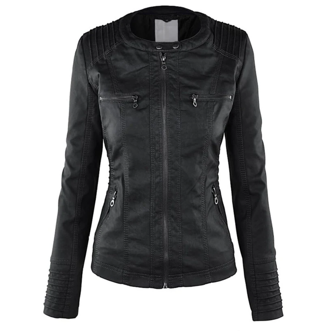 Women’s Hooded Zip Up Biker Jacket