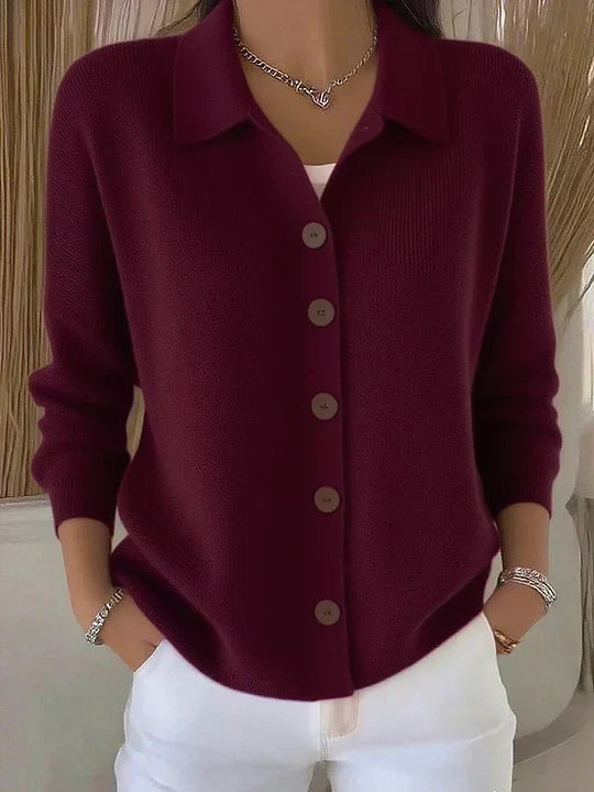 Women's Collared Open Knit Cardigan