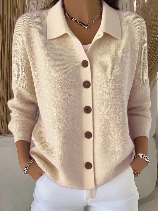 Women's Collared Open Knit Cardigan