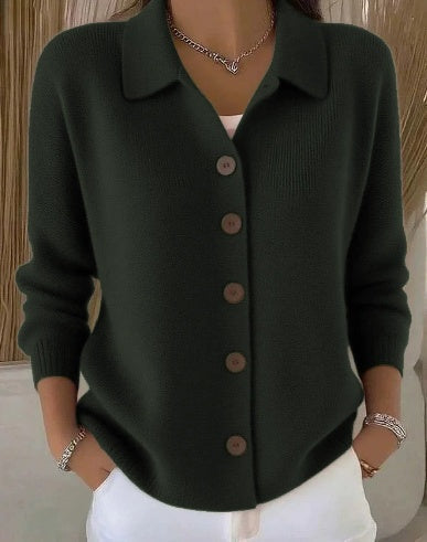 Women's Collared Open Knit Cardigan