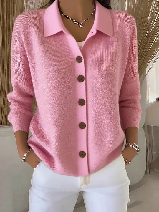Women's Collared Open Knit Cardigan