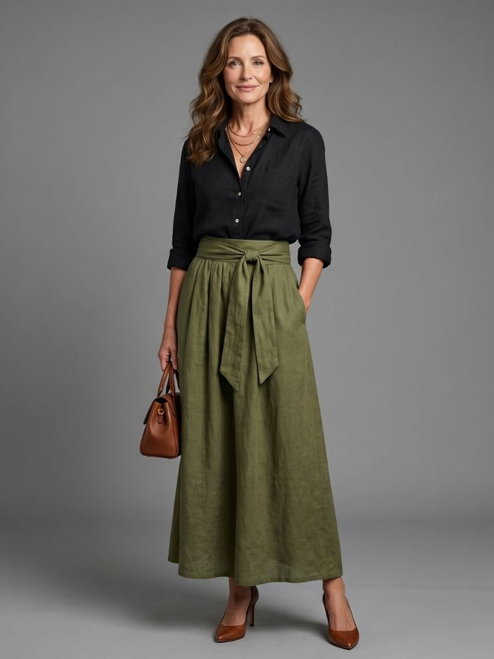 Women’s Two-Piece Blouse And Midi Skirt Set