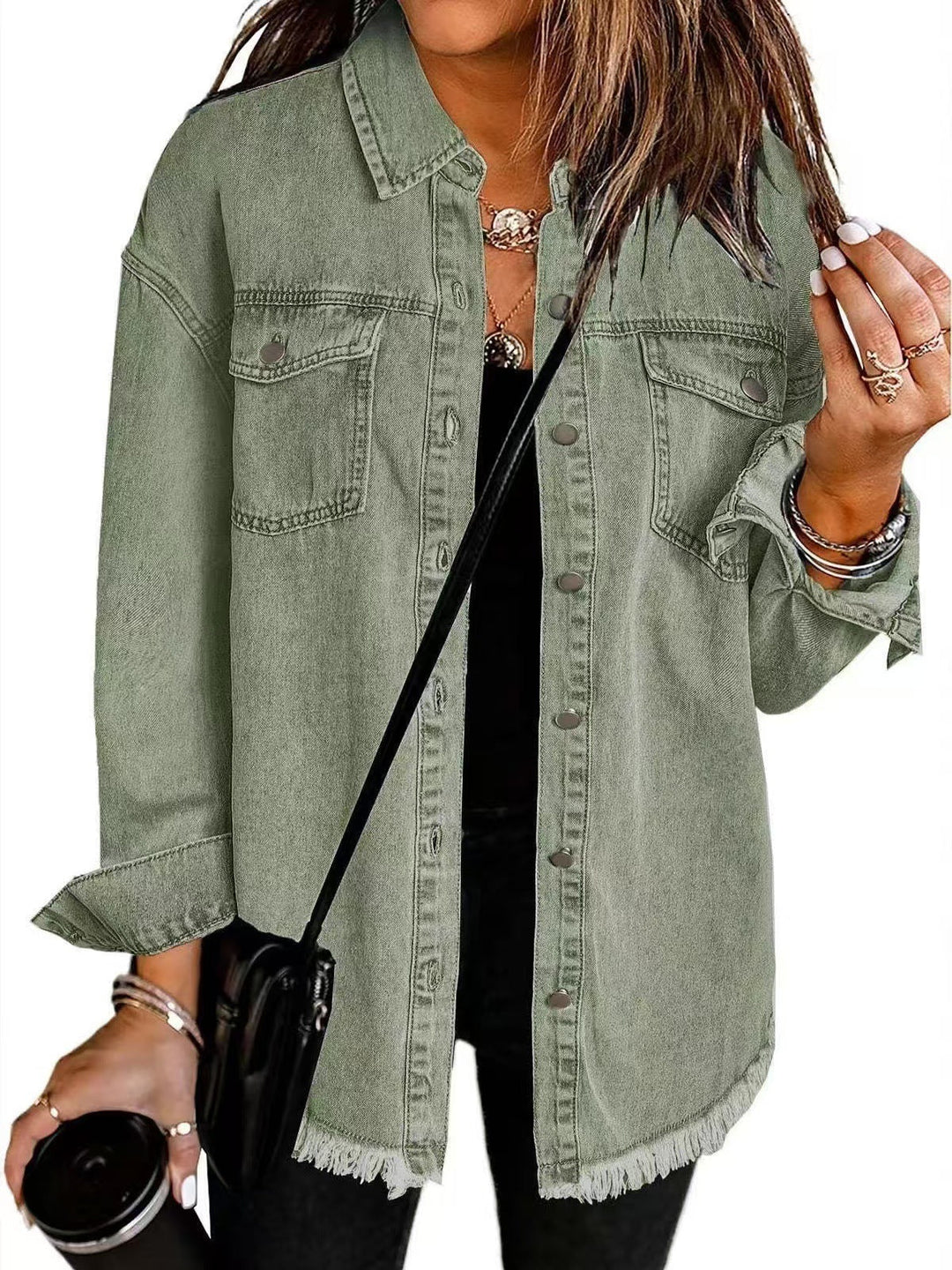 Women’s Oversized Distressed Trucker Jacket
