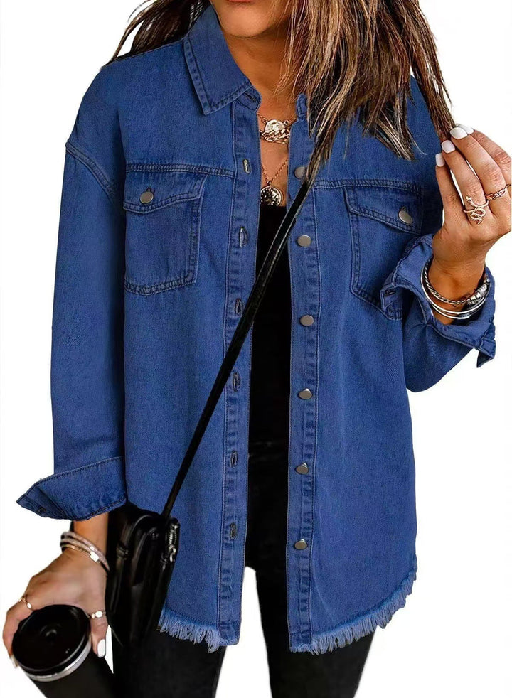 Women’s Oversized Distressed Trucker Jacket