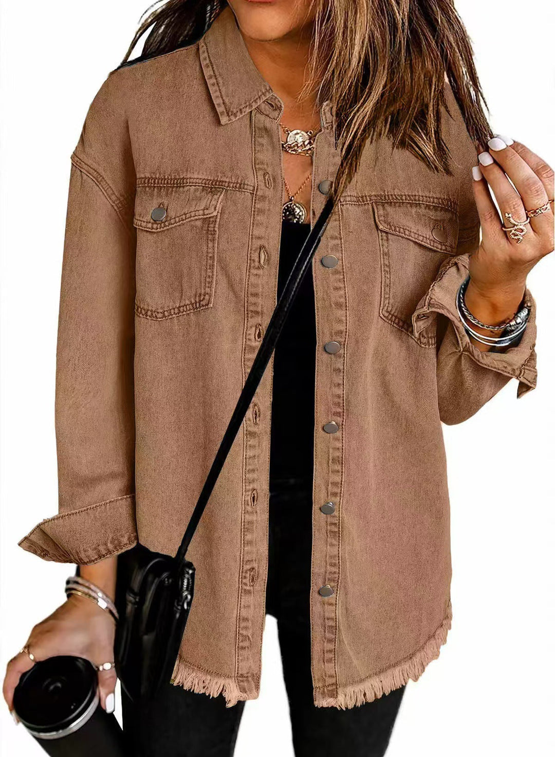 Women’s Oversized Distressed Trucker Jacket