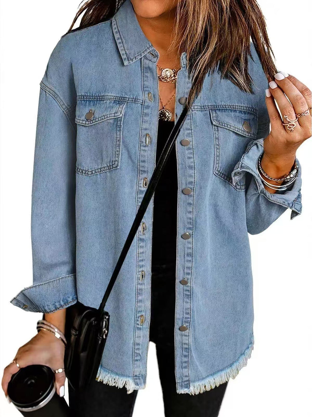 Women’s Oversized Distressed Trucker Jacket