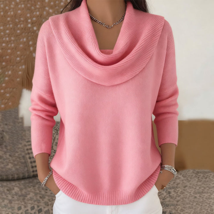 Women's Cowl Neck Long Sleeve Pullover Sweater