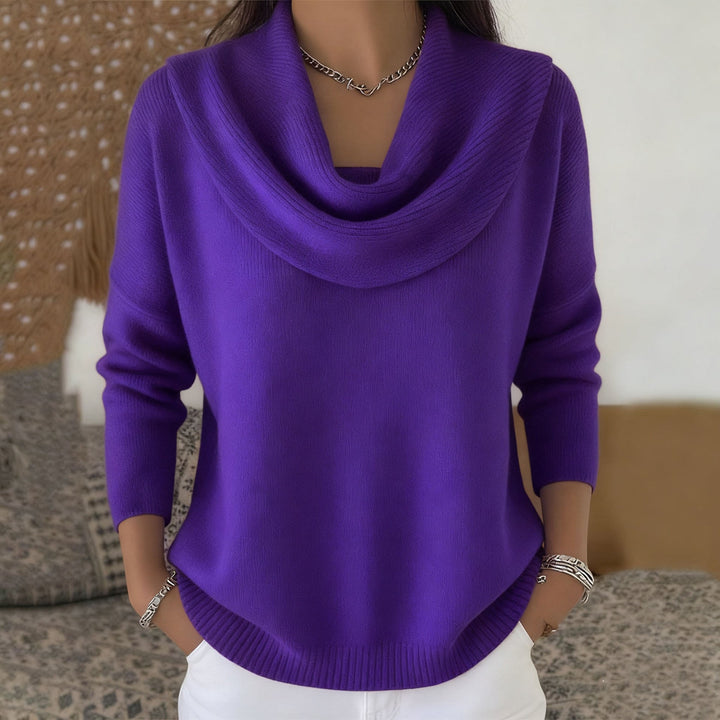 Women's Cowl Neck Long Sleeve Pullover Sweater
