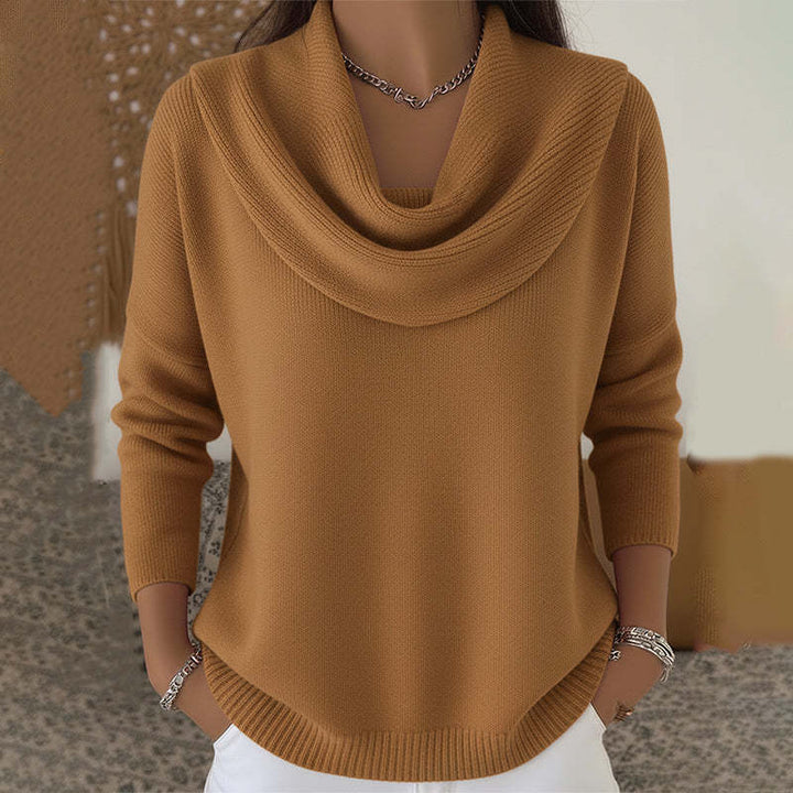 Women's Cowl Neck Long Sleeve Pullover Sweater
