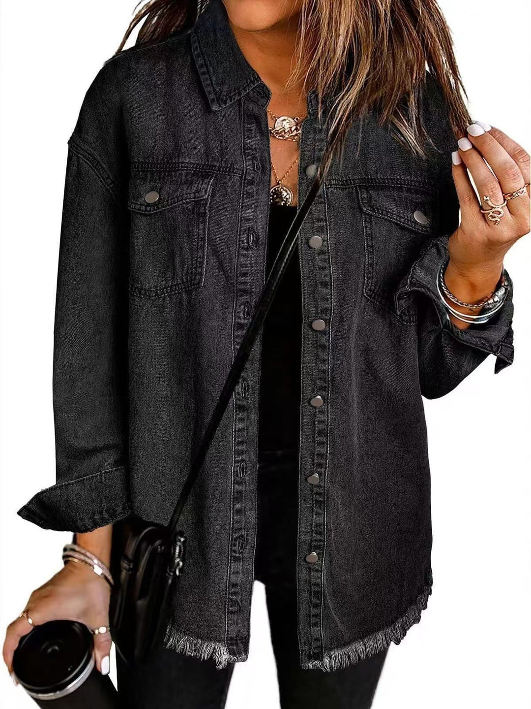 Women’s Oversized Distressed Trucker Jacket