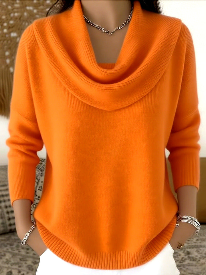 Women's Cowl Neck Long Sleeve Pullover Sweater