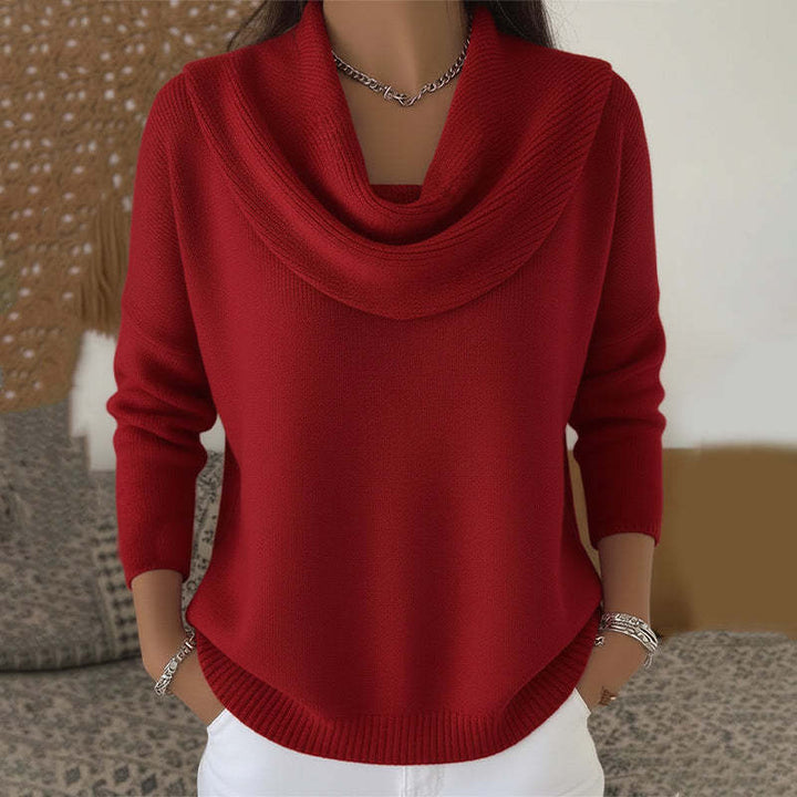 Women's Cowl Neck Long Sleeve Pullover Sweater