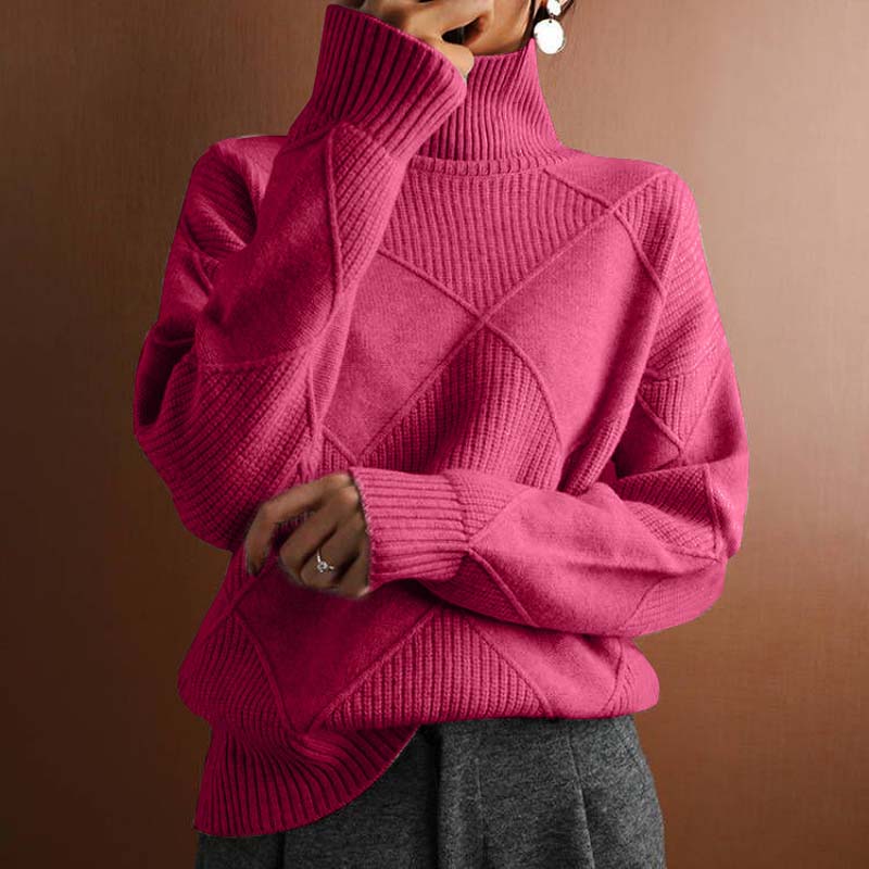 Women’s Textured Turtleneck Knit Sweater